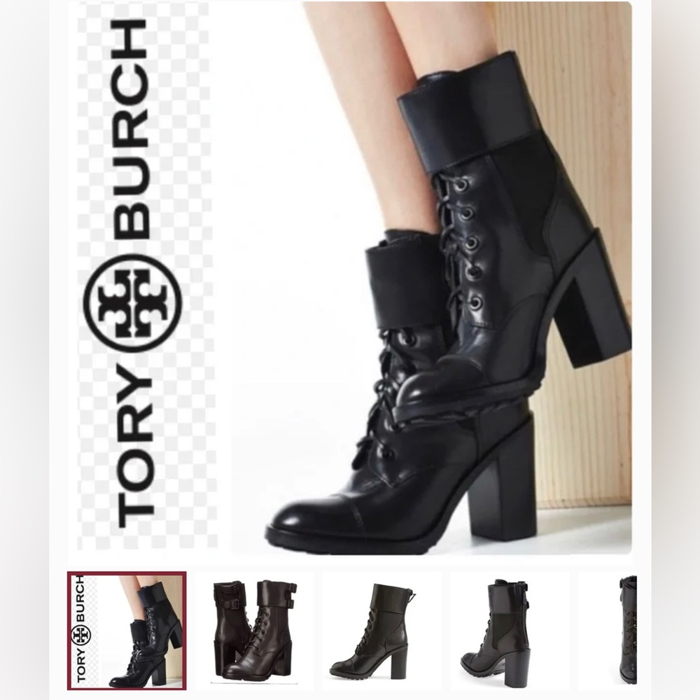 Tory Burch Broome High Heel combat boot. Size 5